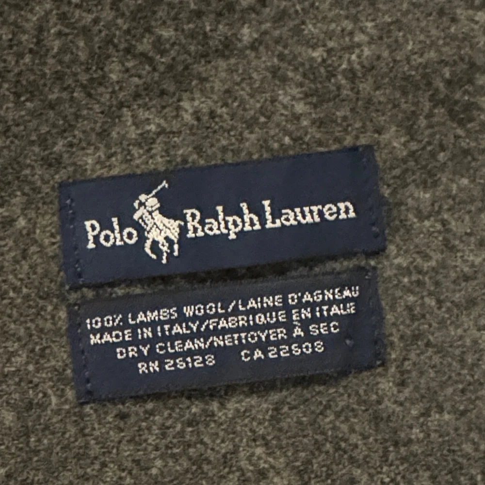Polo by Ralph Lauren 100% Wool Dark Gray Scarf with Fringe